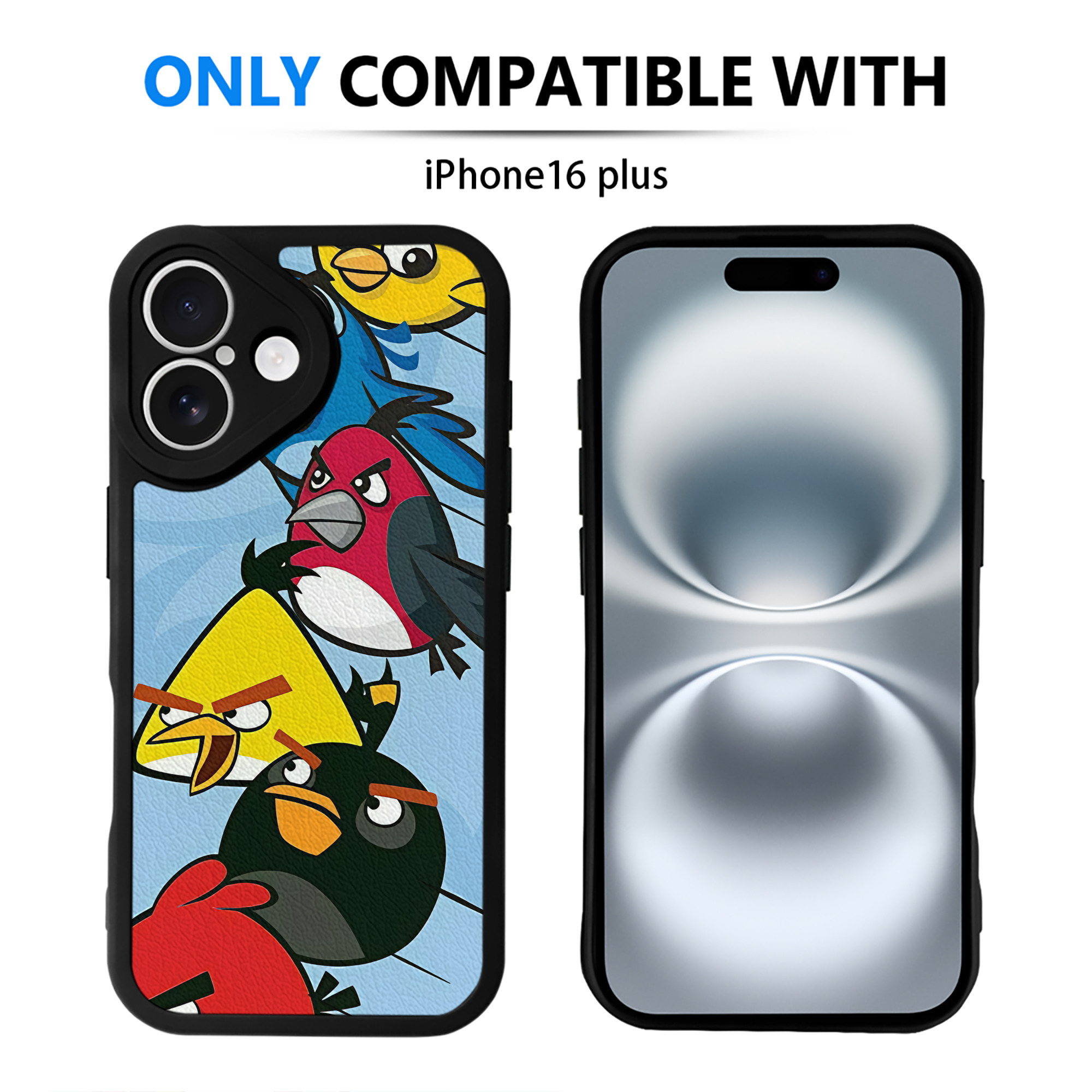 （画像用） Angry Birds アングリーバード 【iPhone 16シリーズ対応】シリコンスマホケース（レザー調） 材質：シリコン